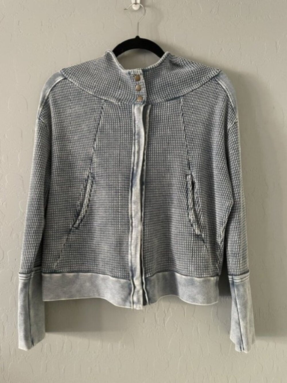Vintage Hard Tail Forever Waffle Knit Hooded Zip Jacket Mineral Wash M